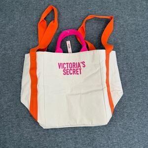 Victoria's Secret NWT Canvas Tote Bag Handles Strap Beach Vacation Carryall